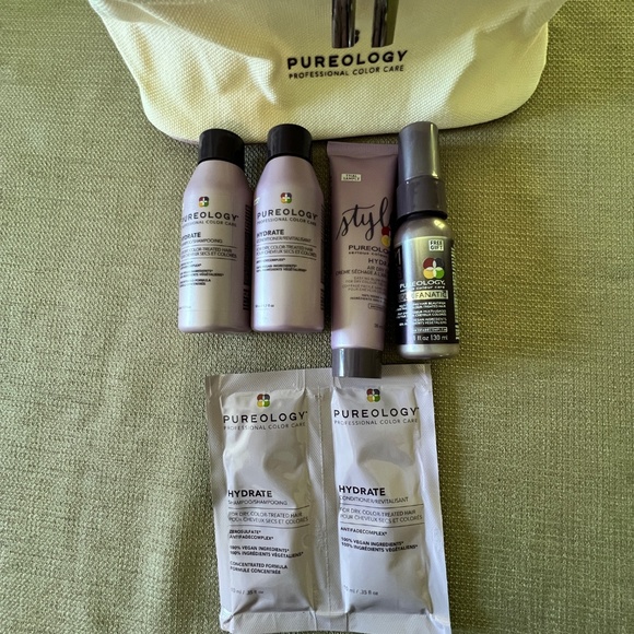 Pureology Hydrate Travel Gift Bundle with Adorable Canvas Train Case NEW - Picture 3 of 3